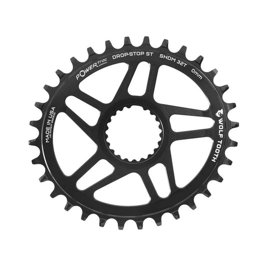 WOLF TOOTH -soikea 1x-eturatas, 12-vaihteinen, SHIMANO-suorakiinnitys, 0 mm:n siirtymä — eturatas valkoisella taustalla