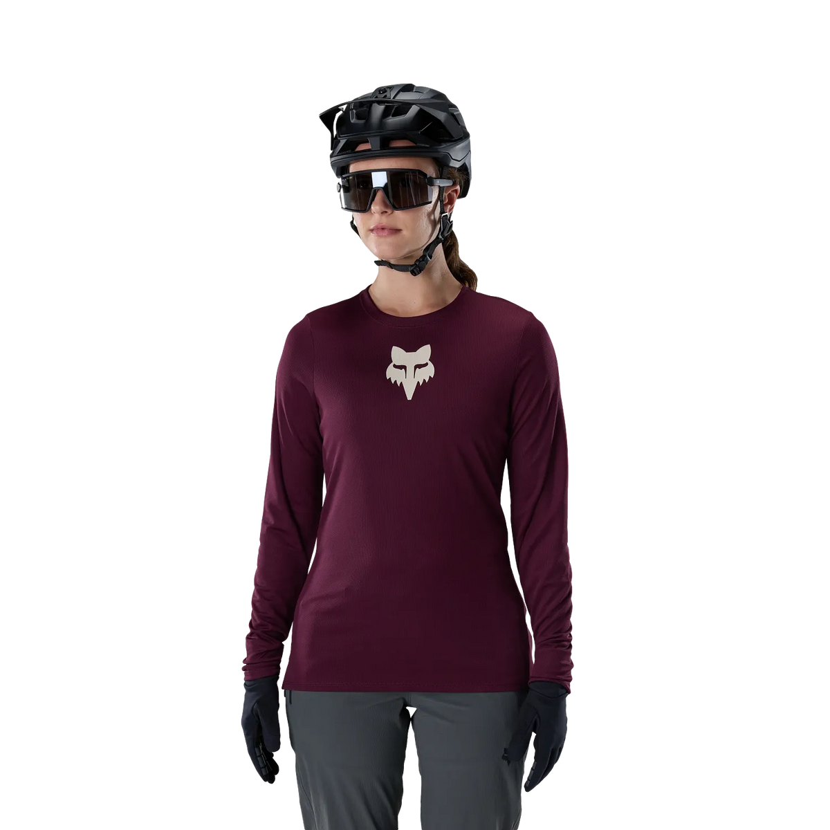 FOX RANGER FOX HEAD damcykeltröja med långa ärmar, vinröd