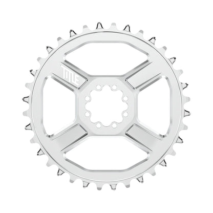 TITLE CR1 REGULAR chainring, 10/11/12-speed, 8-bolt direct mount, chrome — chainring on a white background