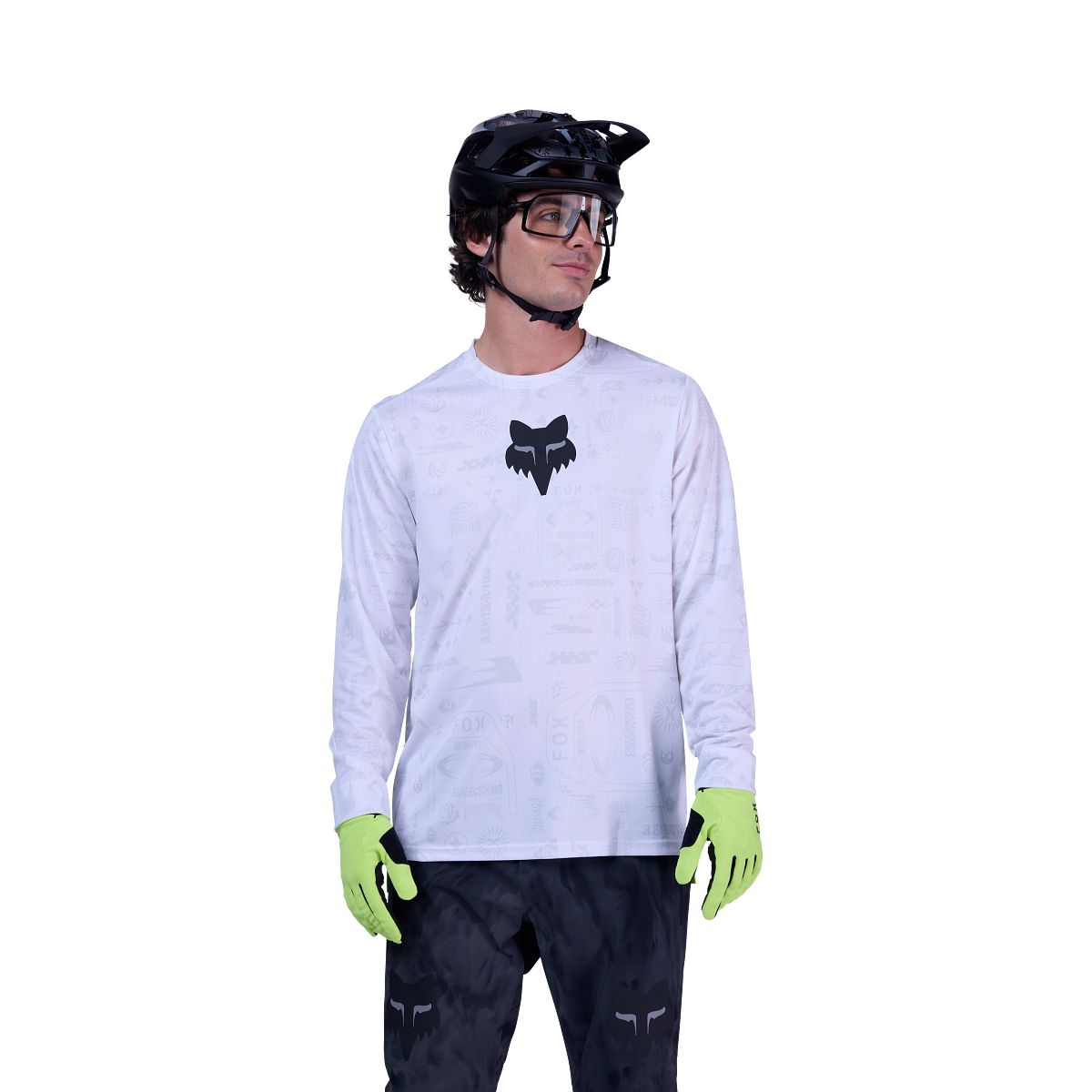 Maillot FOX RANGER LUNAR Manches Longues Blanc/Jaune - Édition Spéciale