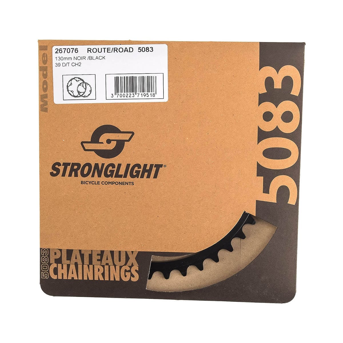 Innen-Kettenblatt 9/10-fach STRONGLIGHT ALU 5083 Typ S 130 mm Schwarz