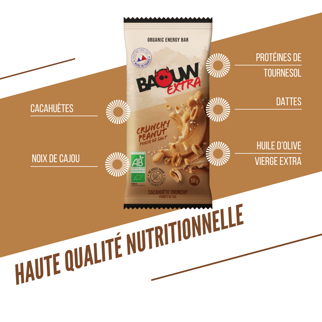 Energetická tyčinka BAOUW BIO EXTRA Arašídové máslo Crunchy (50g)
