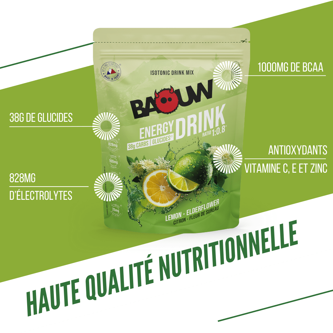 Boisson Énergétique BAOUW ISOTONIC (585g) Citron Vert/Fleur de Sureau