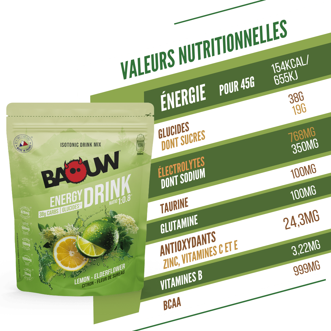 Boisson Énergétique BAOUW ISOTONIC (585g) Citron Vert/Fleur de Sureau