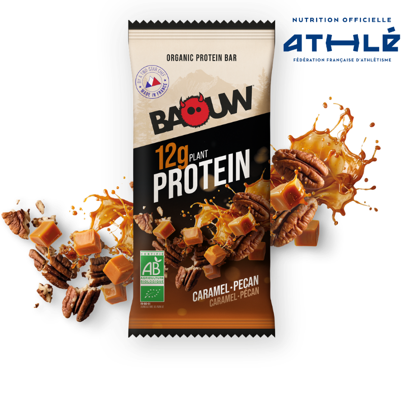 BAOUW BIO EKSTRA proteīna batoniņš ar karameli un pekanriekstiem (50 g)