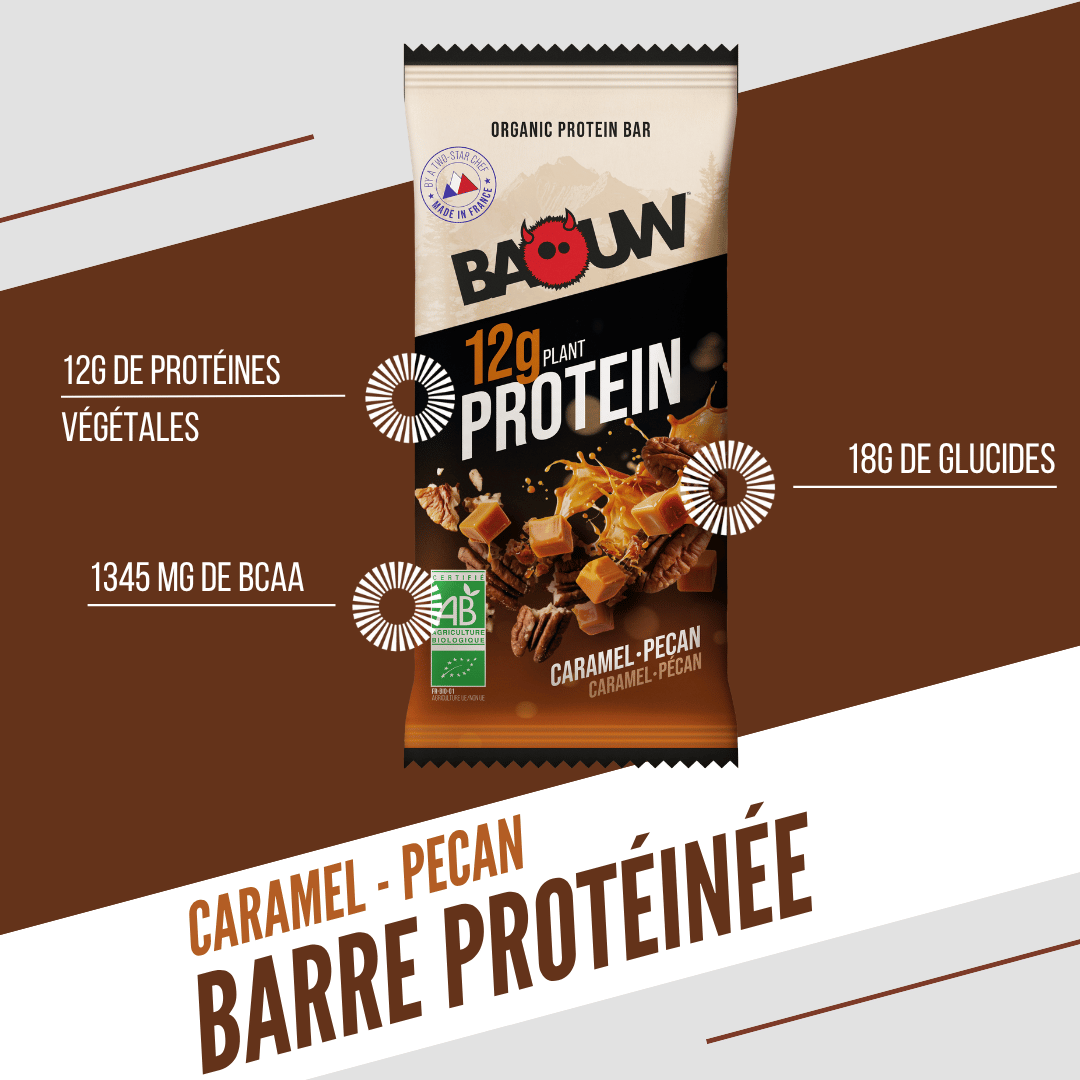 BAOUW BIO EKSTRA proteīna batoniņš ar karameli un pekanriekstiem (50 g)