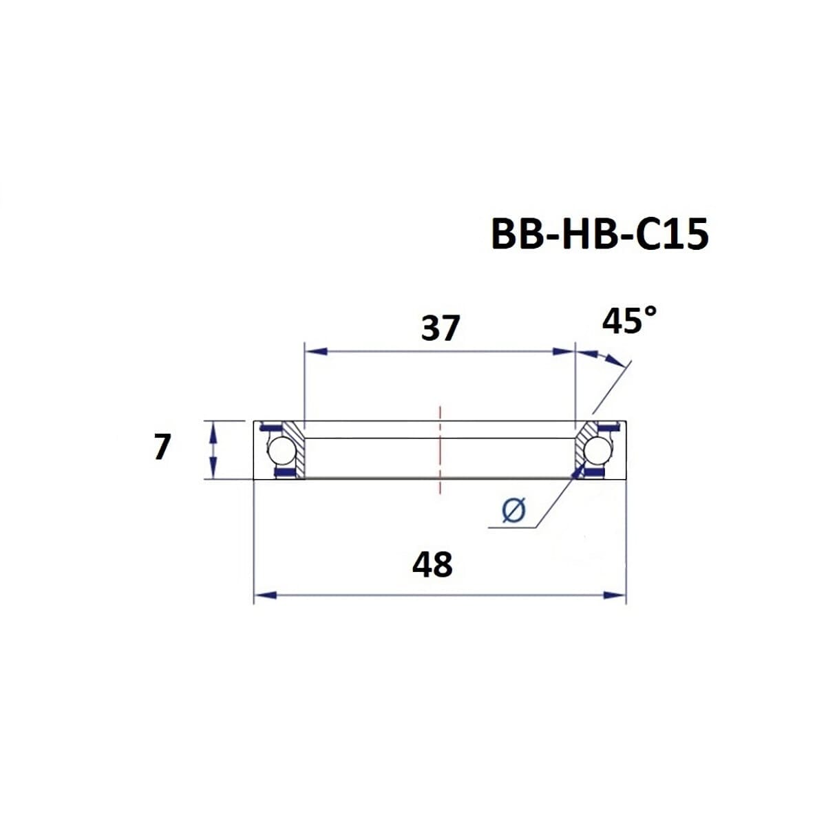Cuscinetto di Sterzo BLACK BEARING C15 45/90° (37 x 48 x 7 mm)