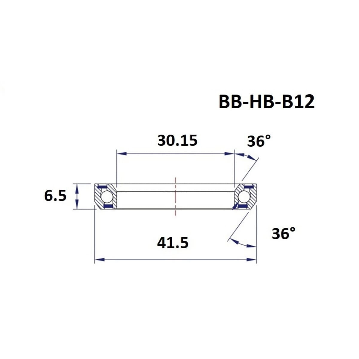 Styrelejekuglelejer BLACK BEARING B12 1-1/8" 36/36° (30,15 x 41,5 x 6,5 mm)