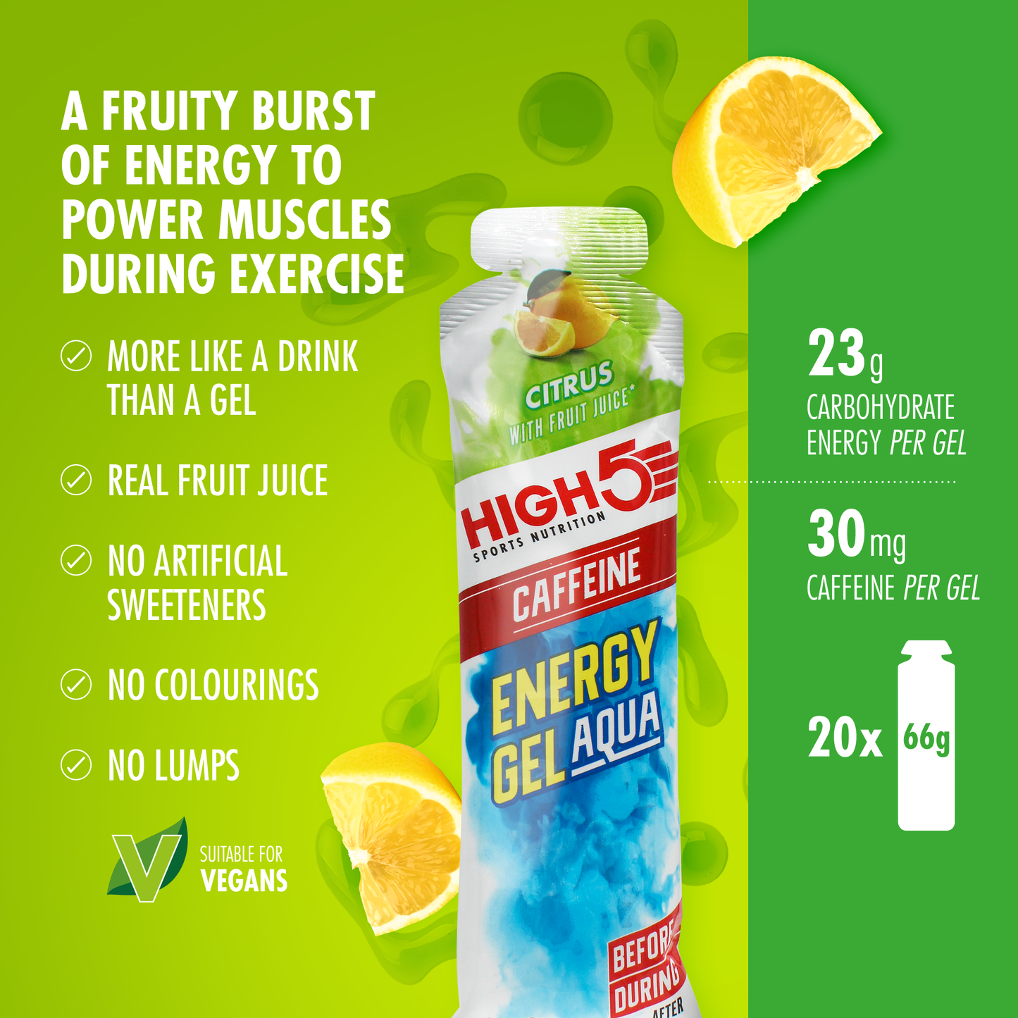 Energigel HIGH5 ENERGY GEL Aqua Caffeine (66 g) Citron