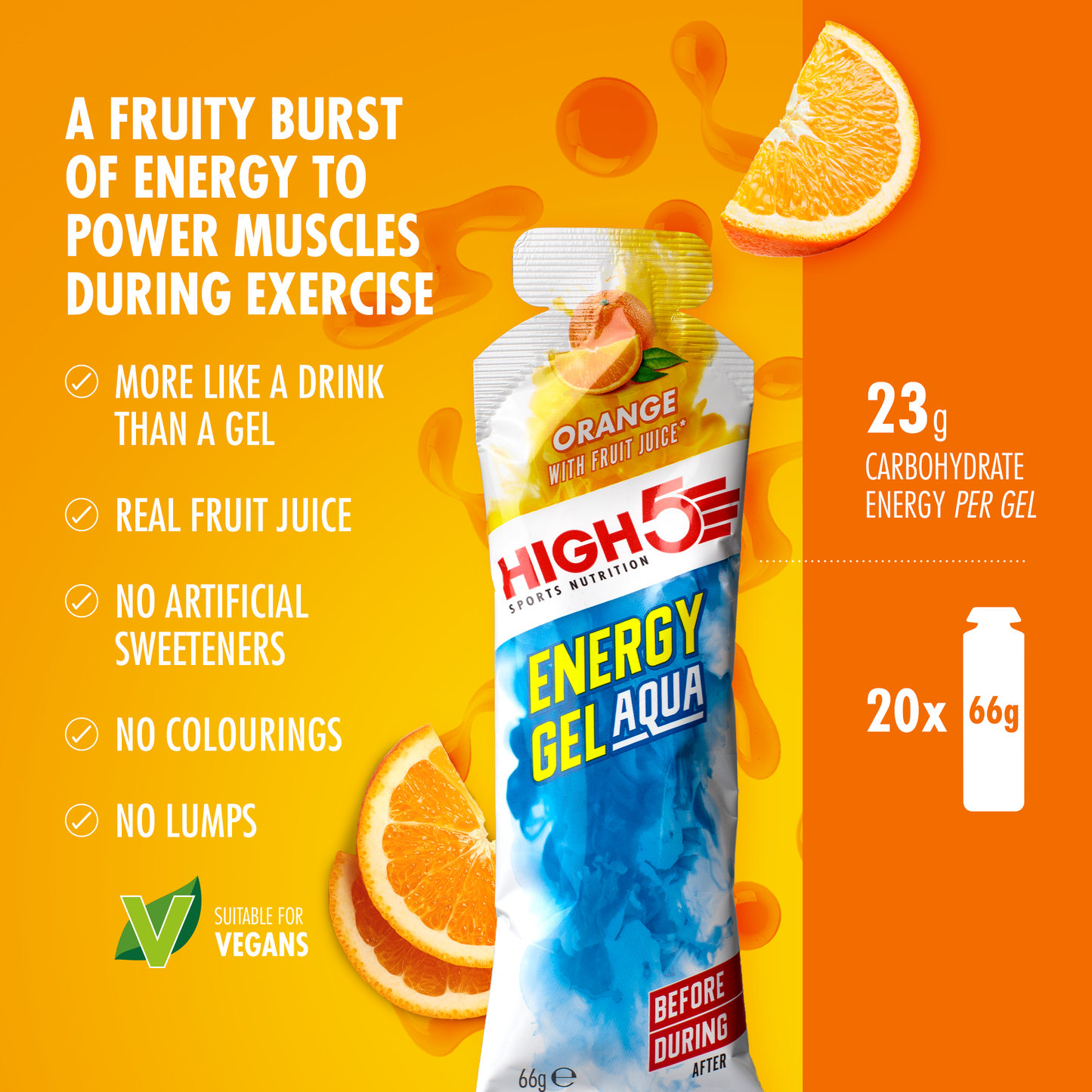 Energetický gel HIGH5 ENERGY GEL Aqua (66g) Pomeranč