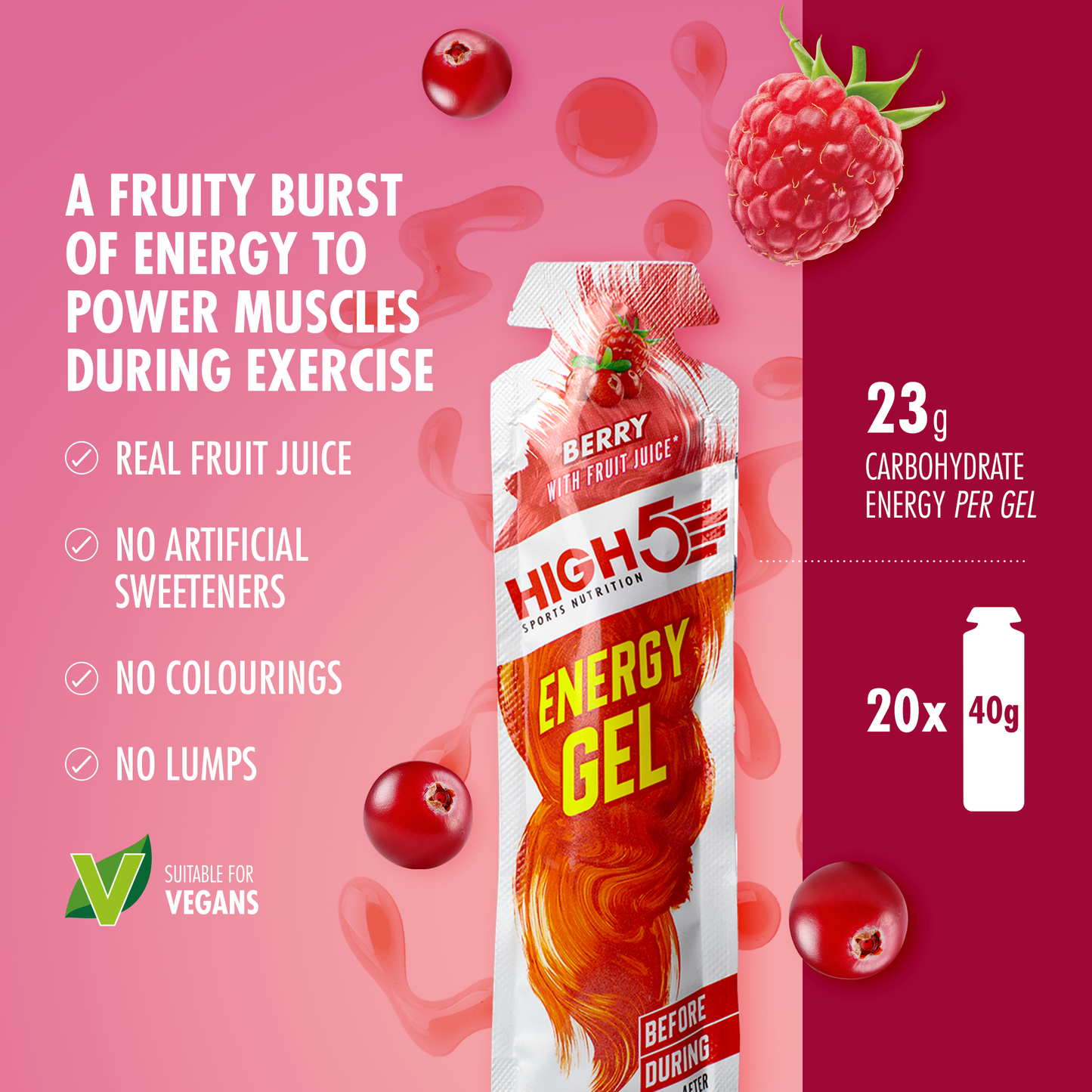 Energiegel HIGH5 ENERGY GEL (40g) Rode vruchten