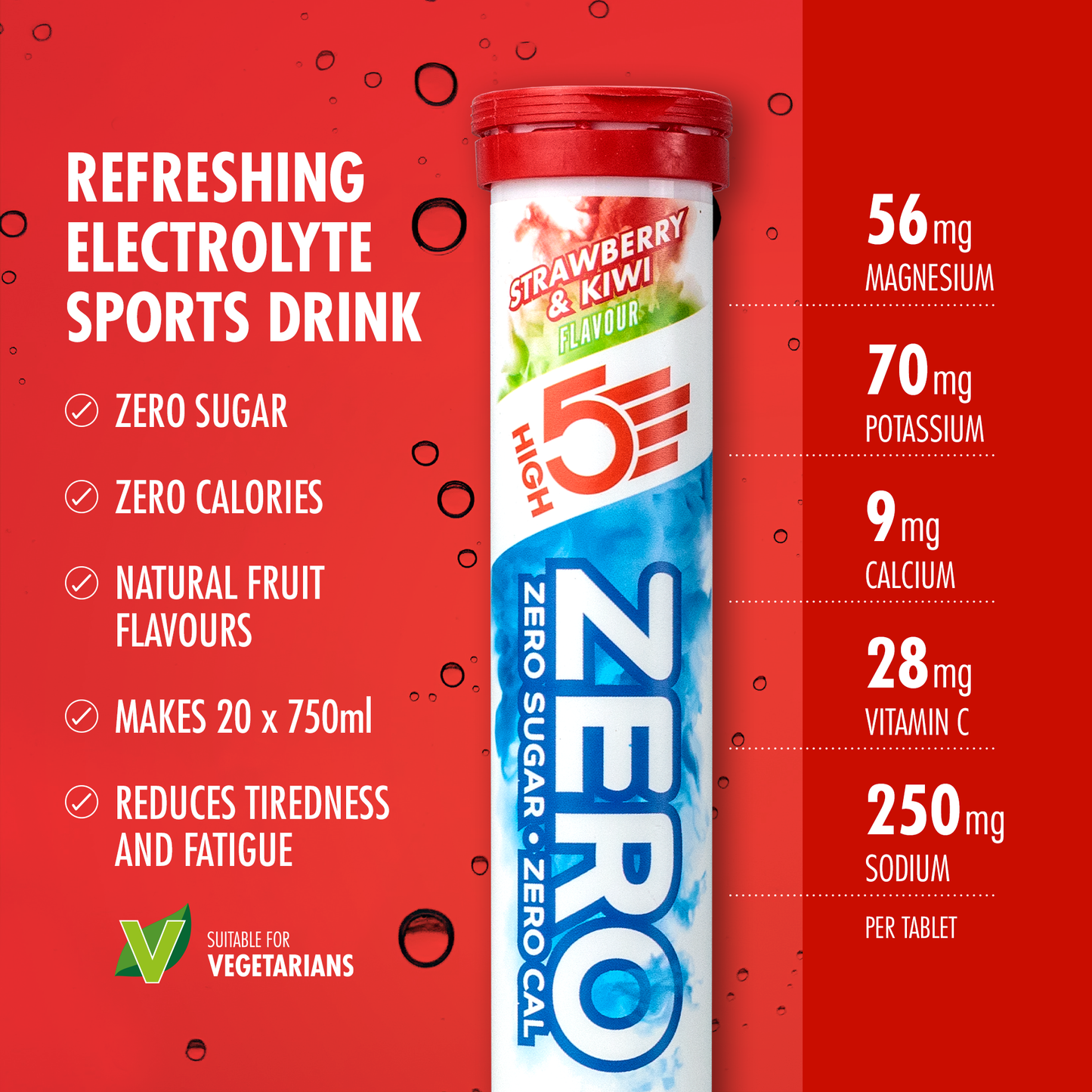 Hydratační Tablety s Elektrolyty HIGH5 ZERO (x20) Jahoda Kiwi
