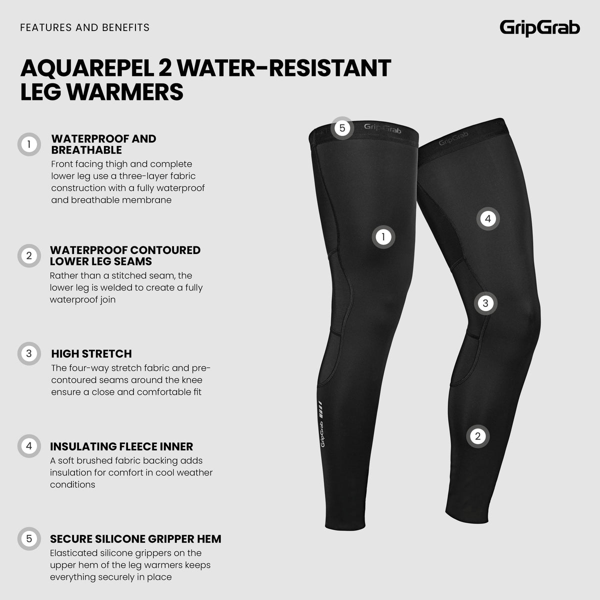 Jambiere GRIPGRAB AQUAREPEL 2 rezistente la apă, negre