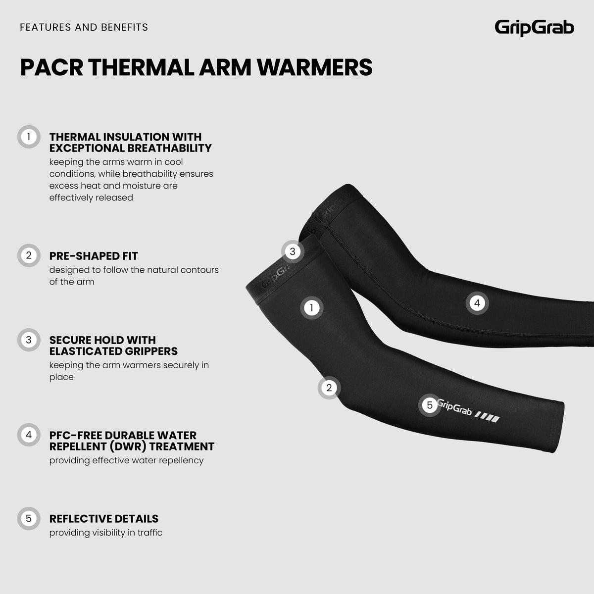 Mânecuțe termice GRIPGRAB PACR, negre