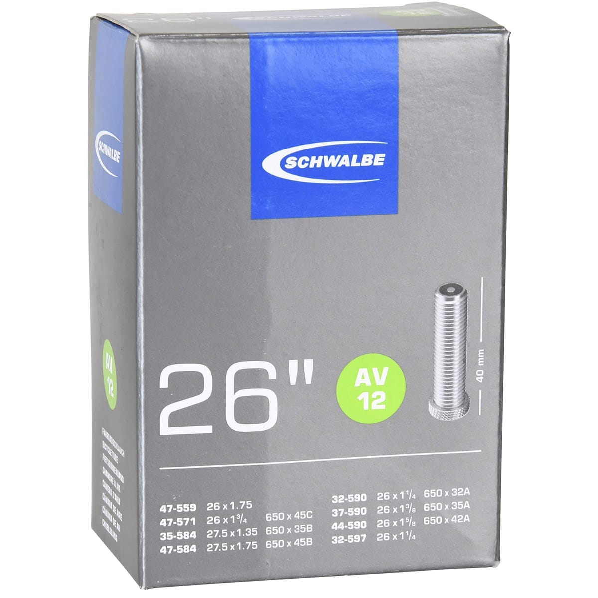 Duše SCHWALBE STANDARD AV 12 26x1,75 Butyl Schrader 40 mm 10423340