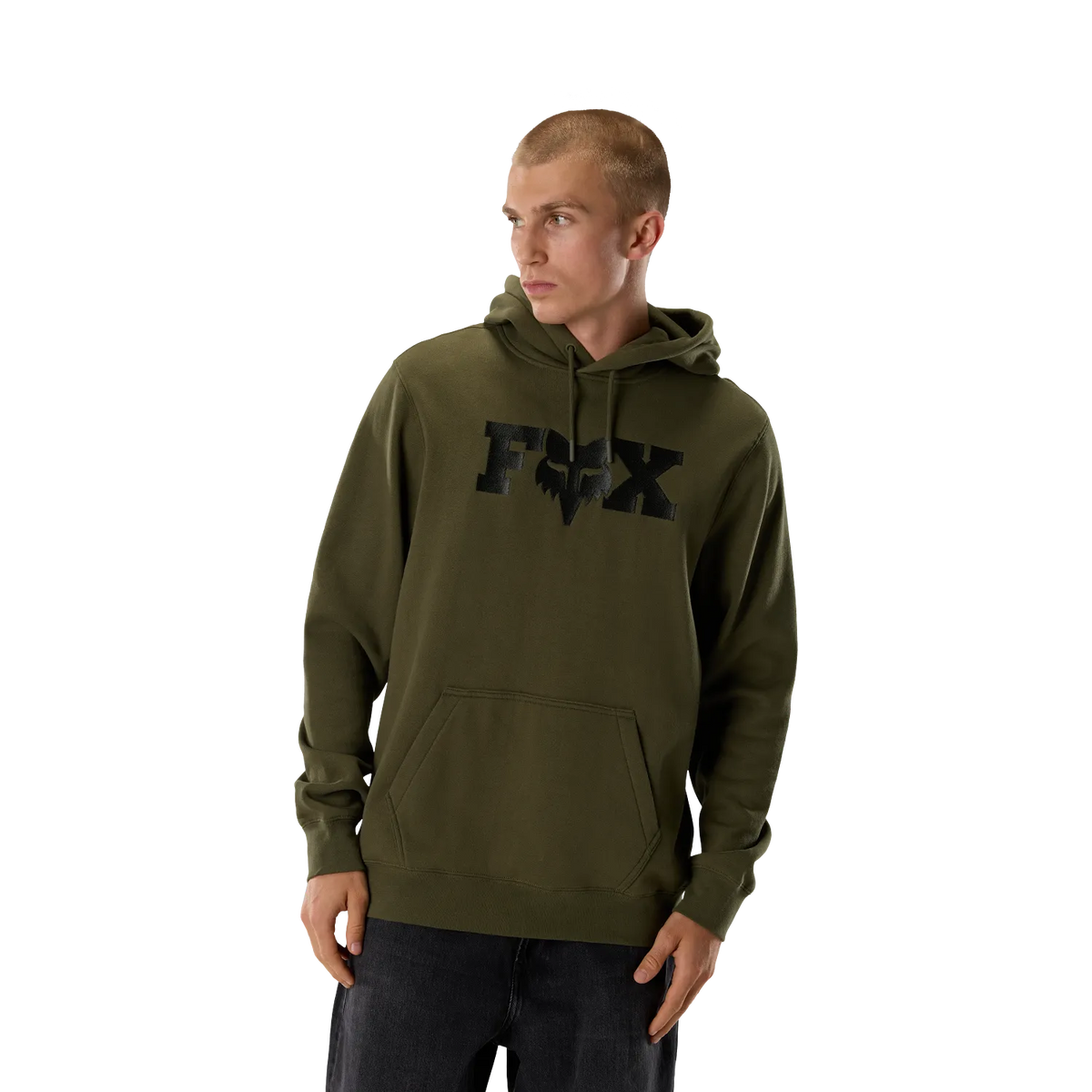 Zelená mikina s kapucí FOX F HEAD X FLEECE