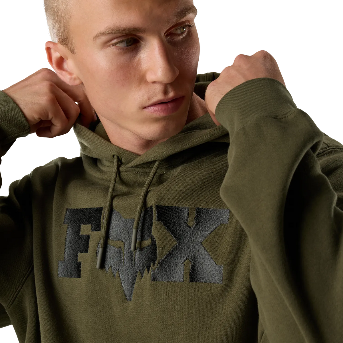 Zelená mikina s kapucí FOX F HEAD X FLEECE