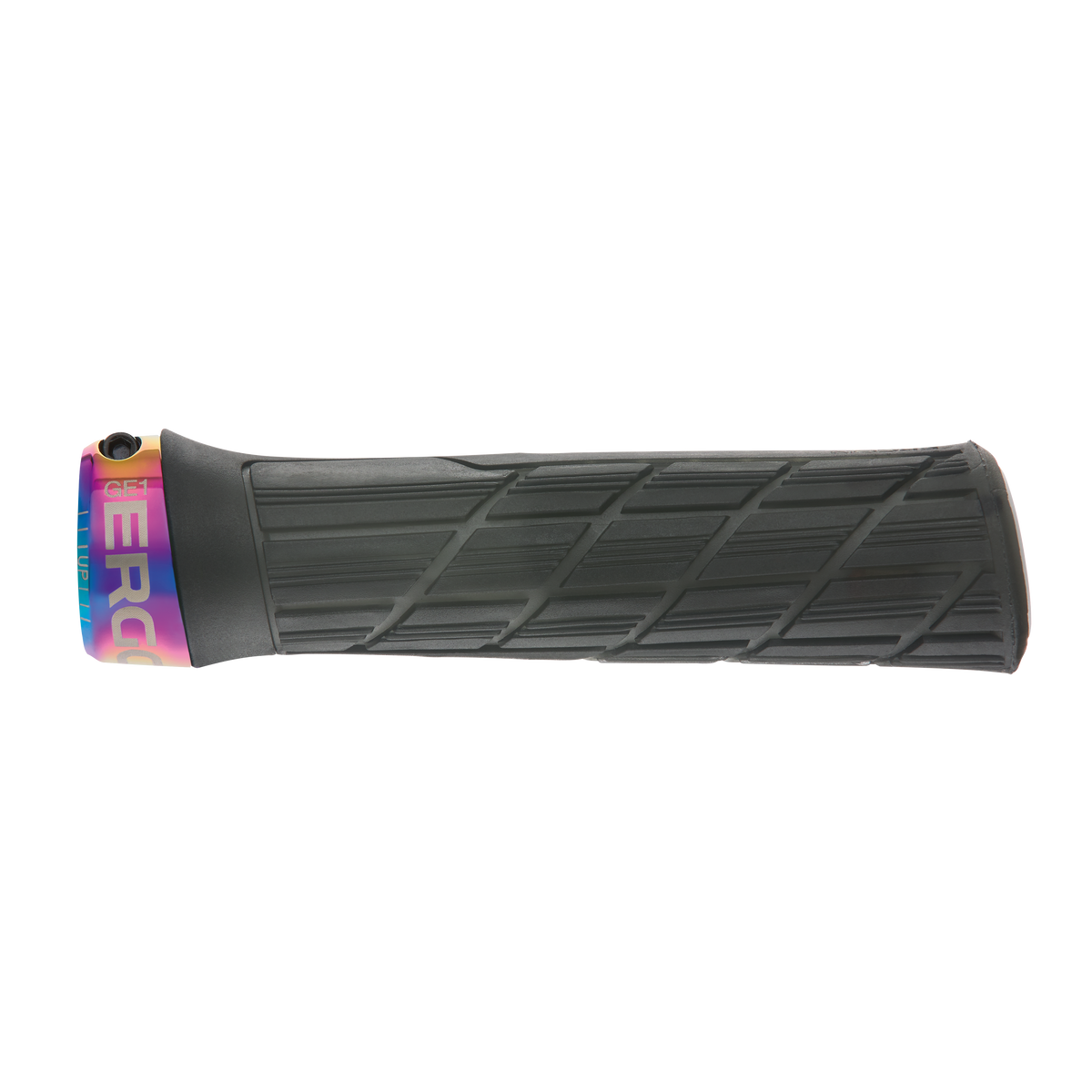 Gripy ERGON GE1 EVO Factory Slim v barvě Stealth Frozen s objímkami v provedení Oil Slick – detail
