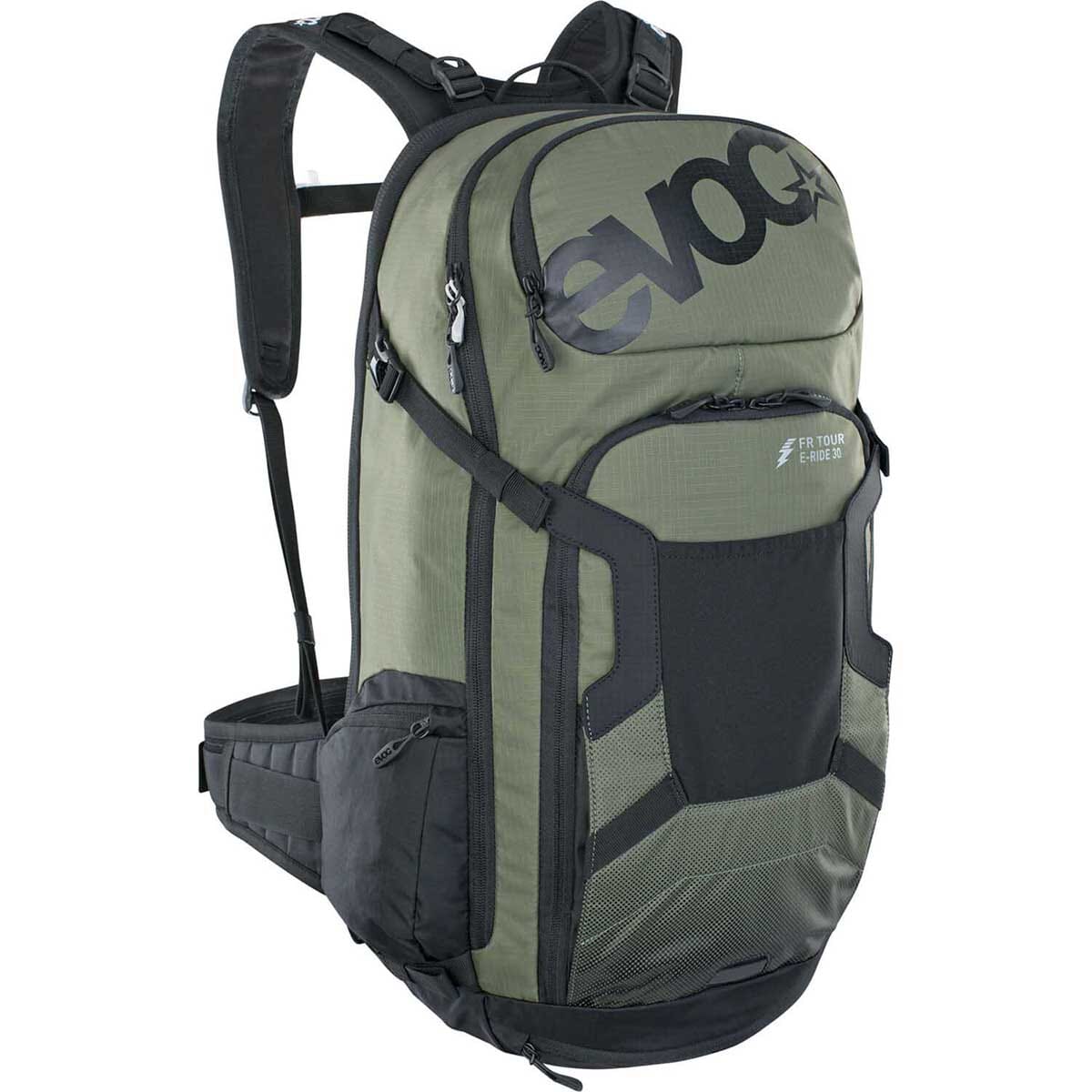 EVOC FR TOUR E-RIDE 30L selkäsuojalla varustettu reppu khaki