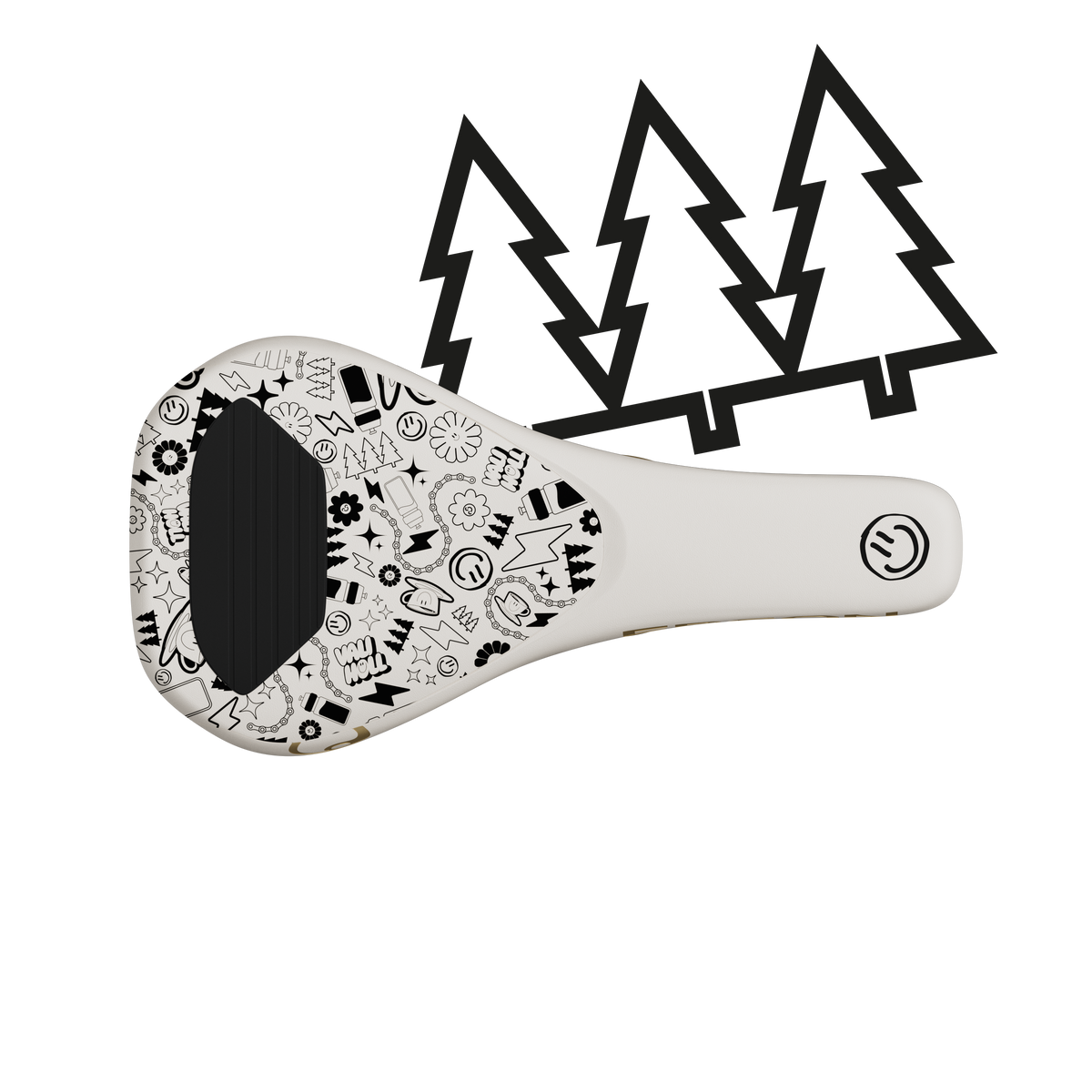 ERGON SM Downhill Comp-sadel, Vali Höll-udgave, hvid, med CrMo-skinner – detalje