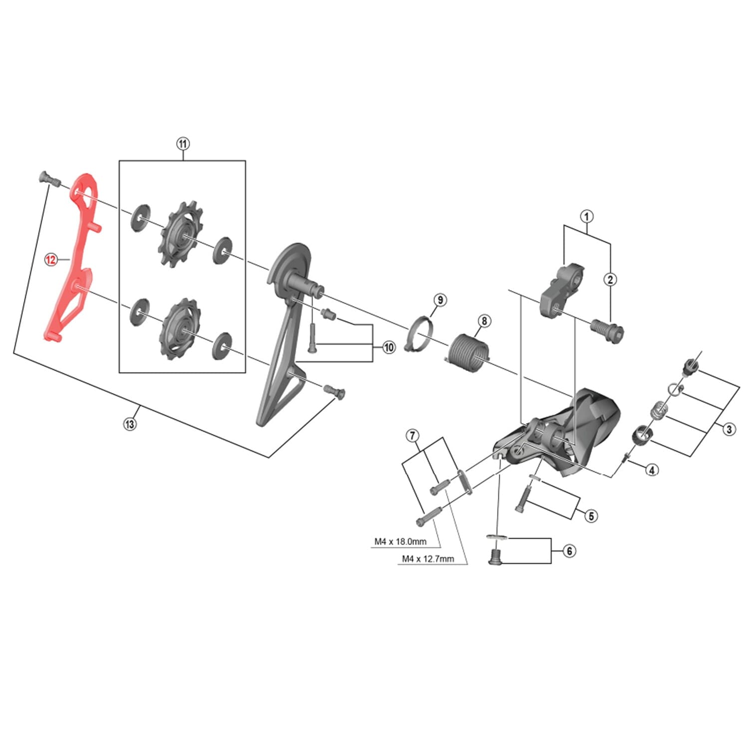 Interner Kurzer Hinterer Schaltwerk-Käfig SHIMANO DURA-ACE RD-R9100-SS #Y5ZR98080