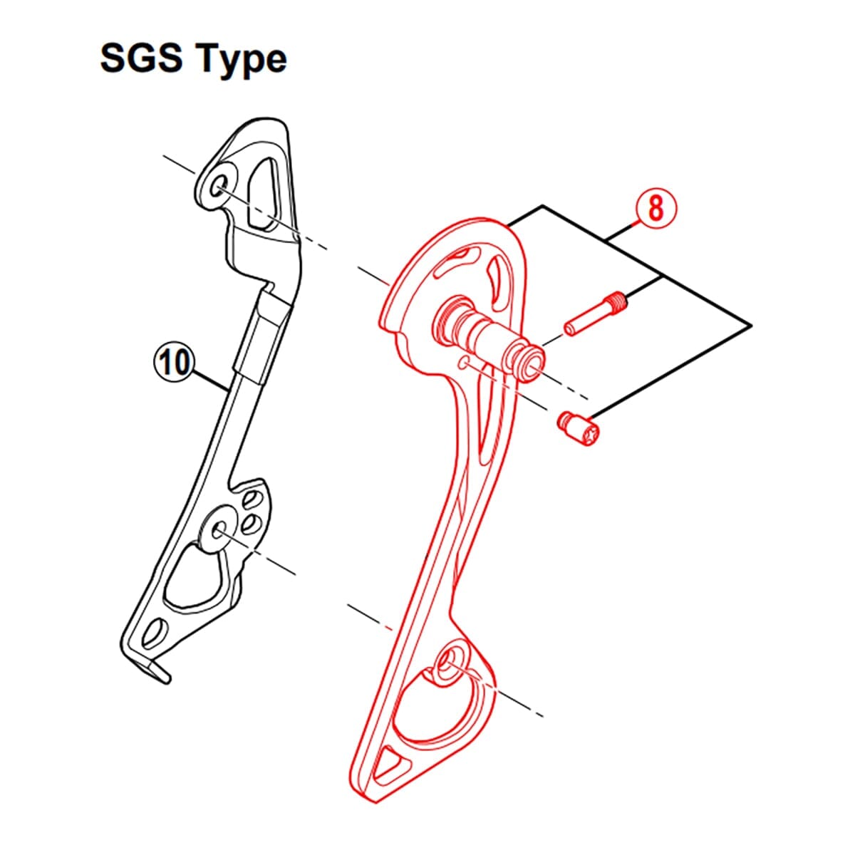 Lång extern bakväxelöga SHIMANO XT RD-M781-SGS #Y5Y098030