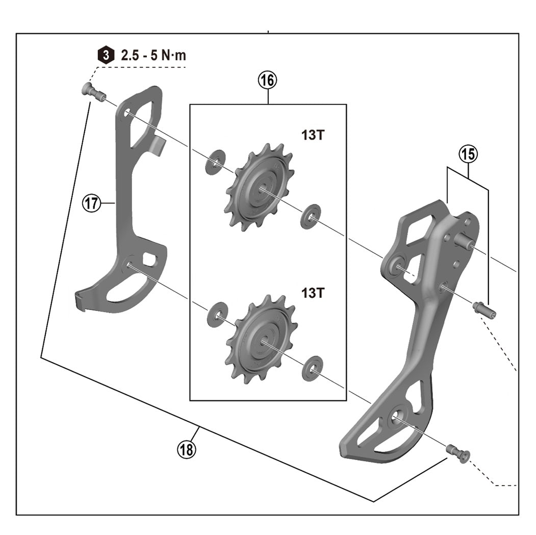 Wahacz i rolki przerzutki tylnej 12V SHIMANO XTR RD-M9250 SGS