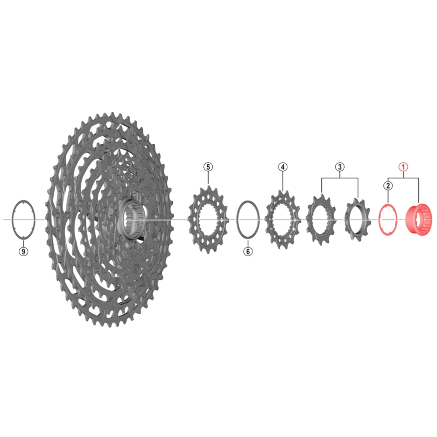 Dado e Distanziale di Serraggio per Cassetta SHIMANO XTR CS-M9100-12 #Y1X498010