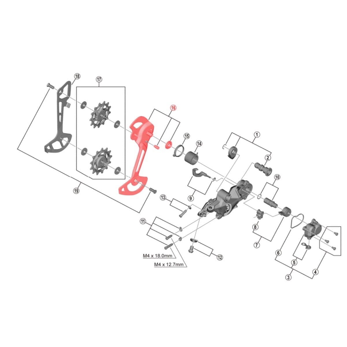 Lång Extern Bakväxelöga SHIMANO XT RD-M8120-SGS #Y3FX98050