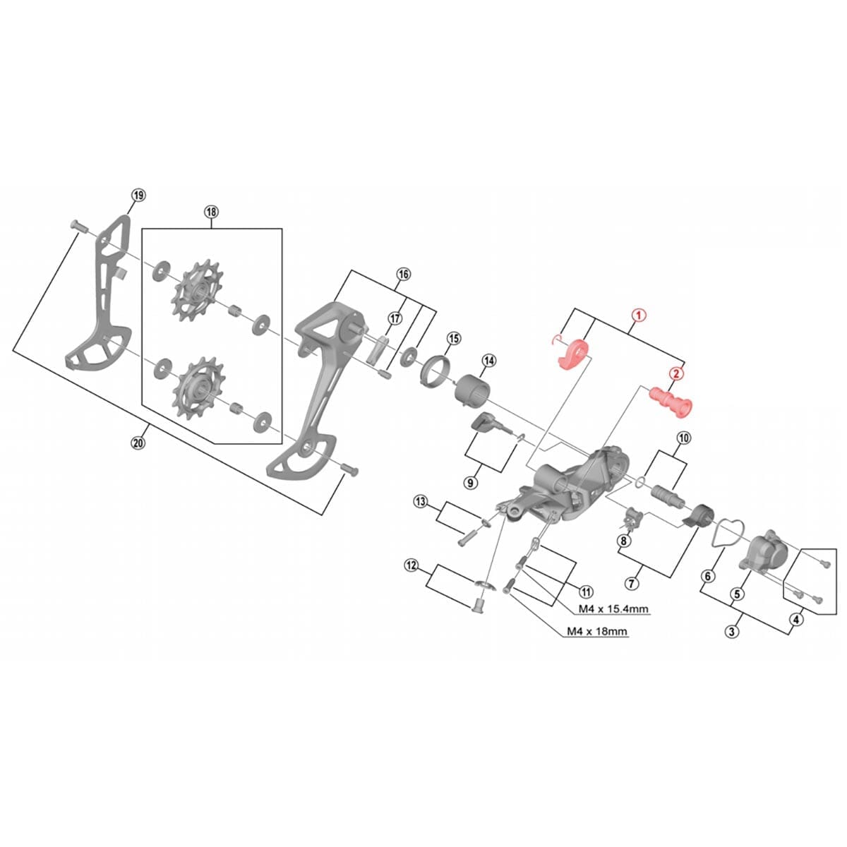 Befestigungsset für SHIMANO SLX RD-M7100 Hinterradschaltwerk #Y3FY98020