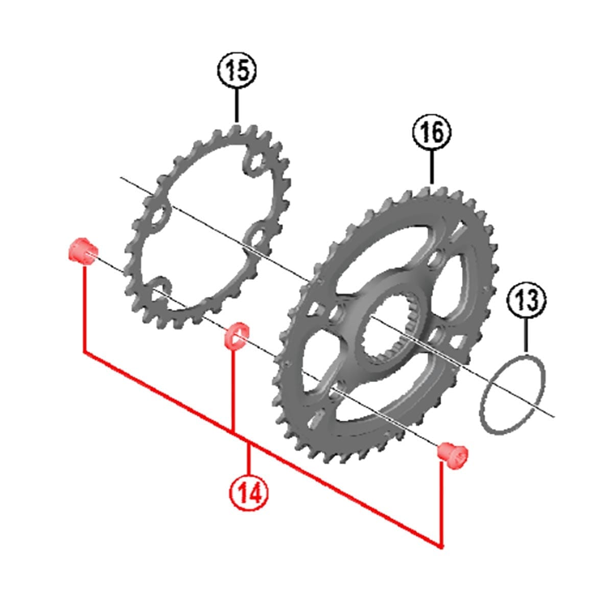 Kit 4 Skruer og Rør til Dobbelt Krankarm SHIMANO XT FC-M8100-2 #Y0J898020 Sort