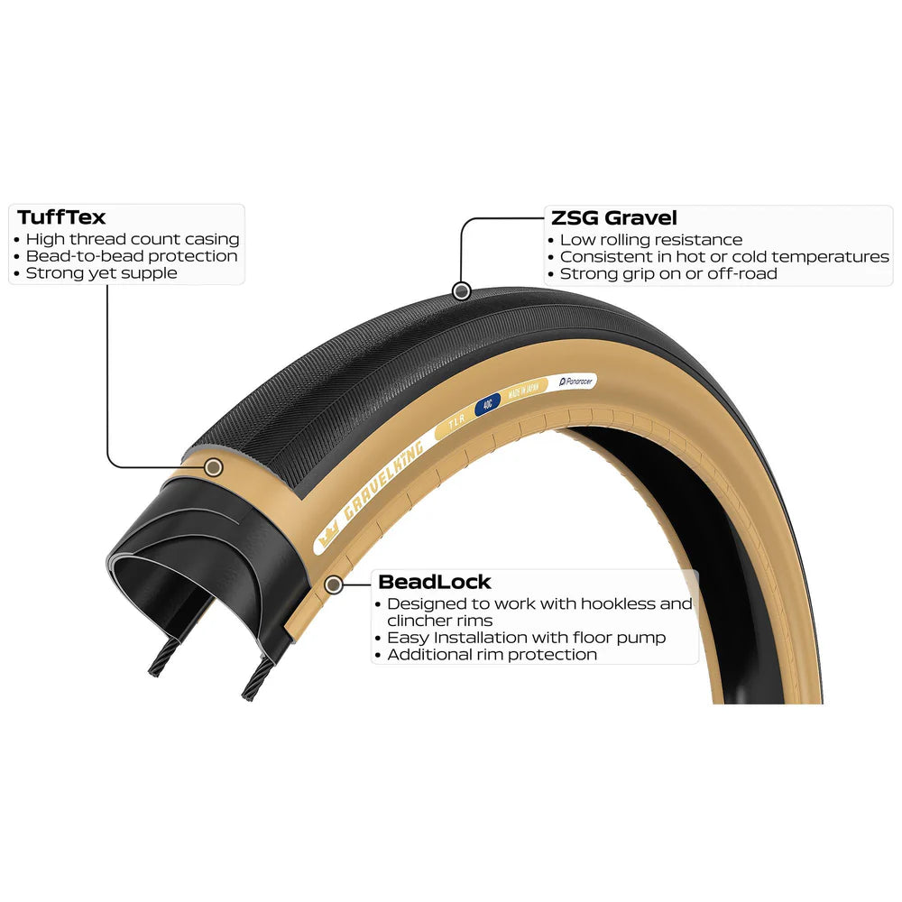 Pneu PANARACER GRAVELKING SLICK TLC Tubeless Ready Beige