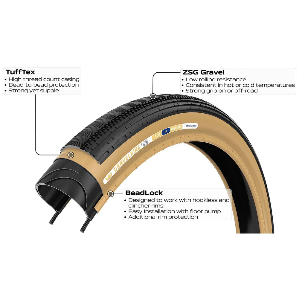 Dæk PANARACER GRAVELKING SEMISLICK TLC Tubeless Ready Beige