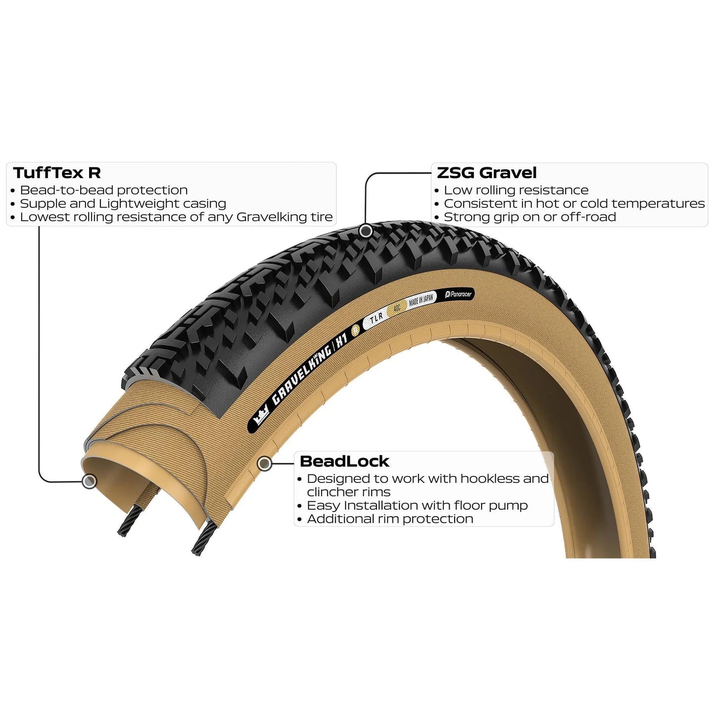 Dæk PANARACER GRAVELKING X1 R-LINE TLR 700x45c Tubeless Ready Beige