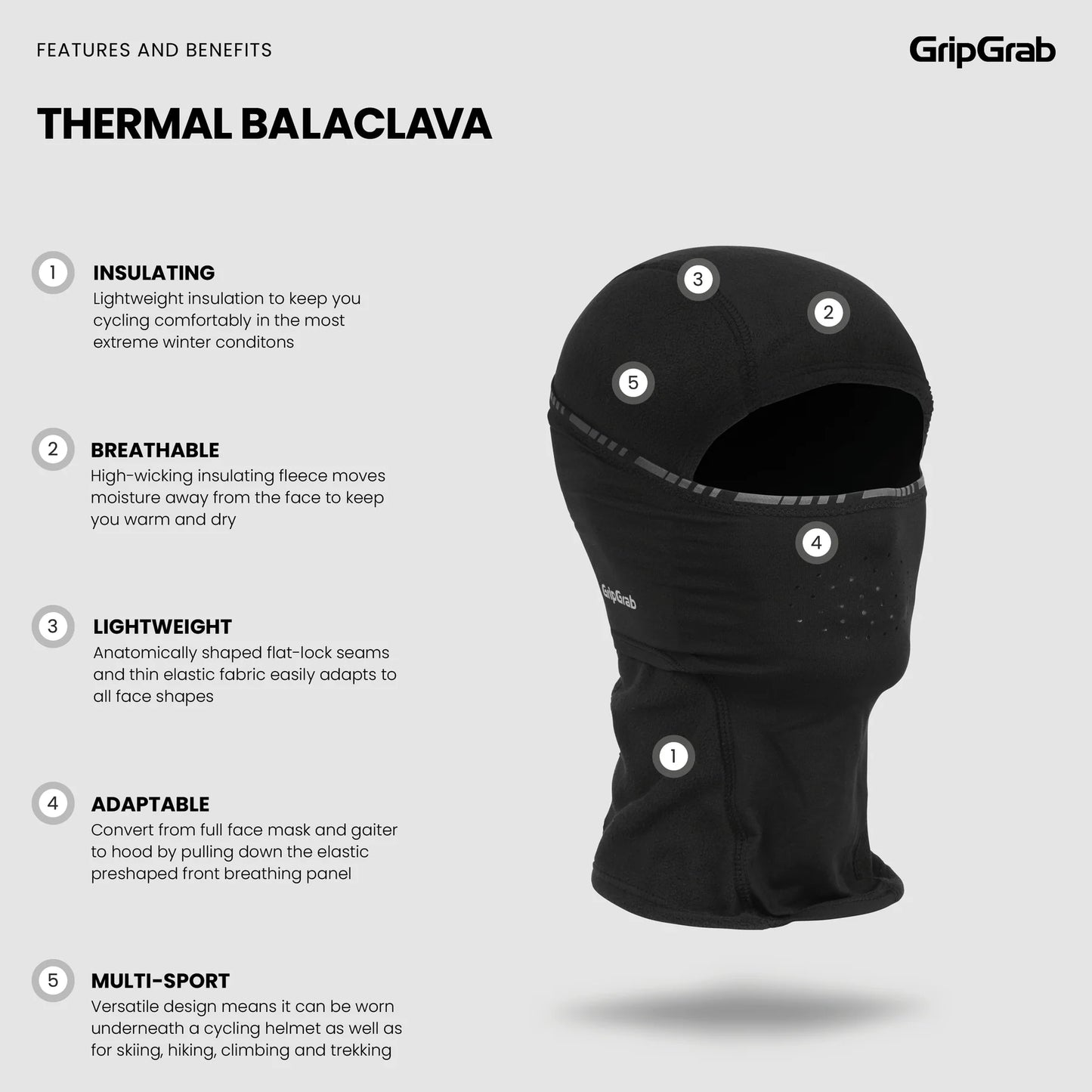 Kominiarka GRIPGRAB THERMO WINTER Czarna