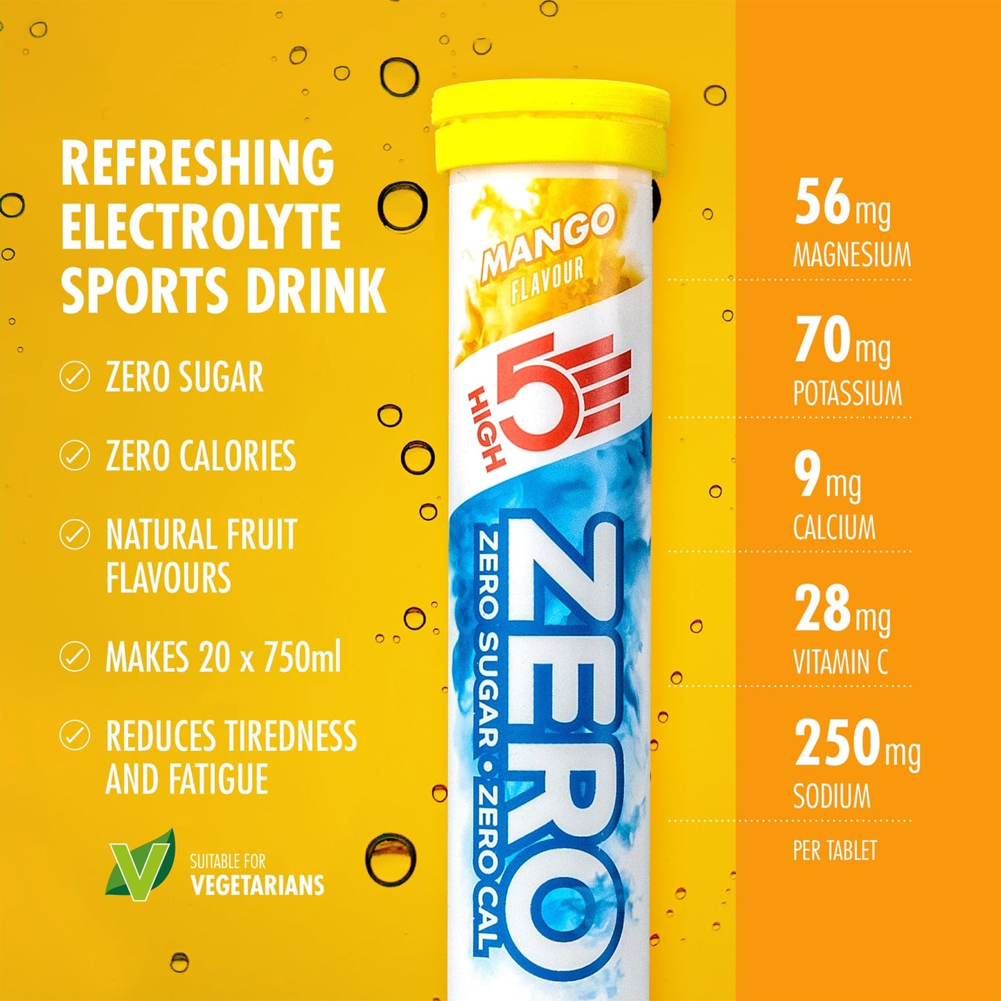 Pastilles d'Hydratation Electrolytes HIGH5 ZERO (x20) Mangue