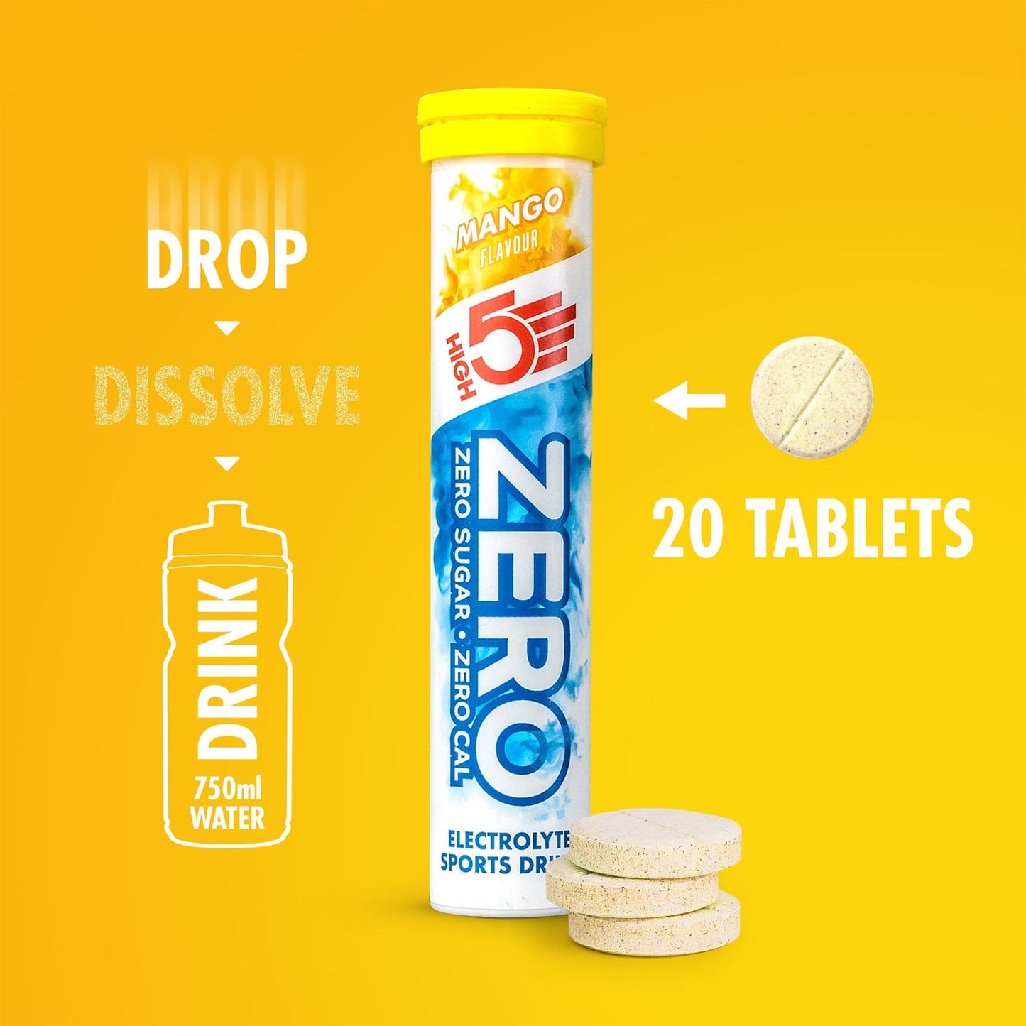 Pastilles d'Hydratation Electrolytes HIGH5 ZERO (x20) Mangue