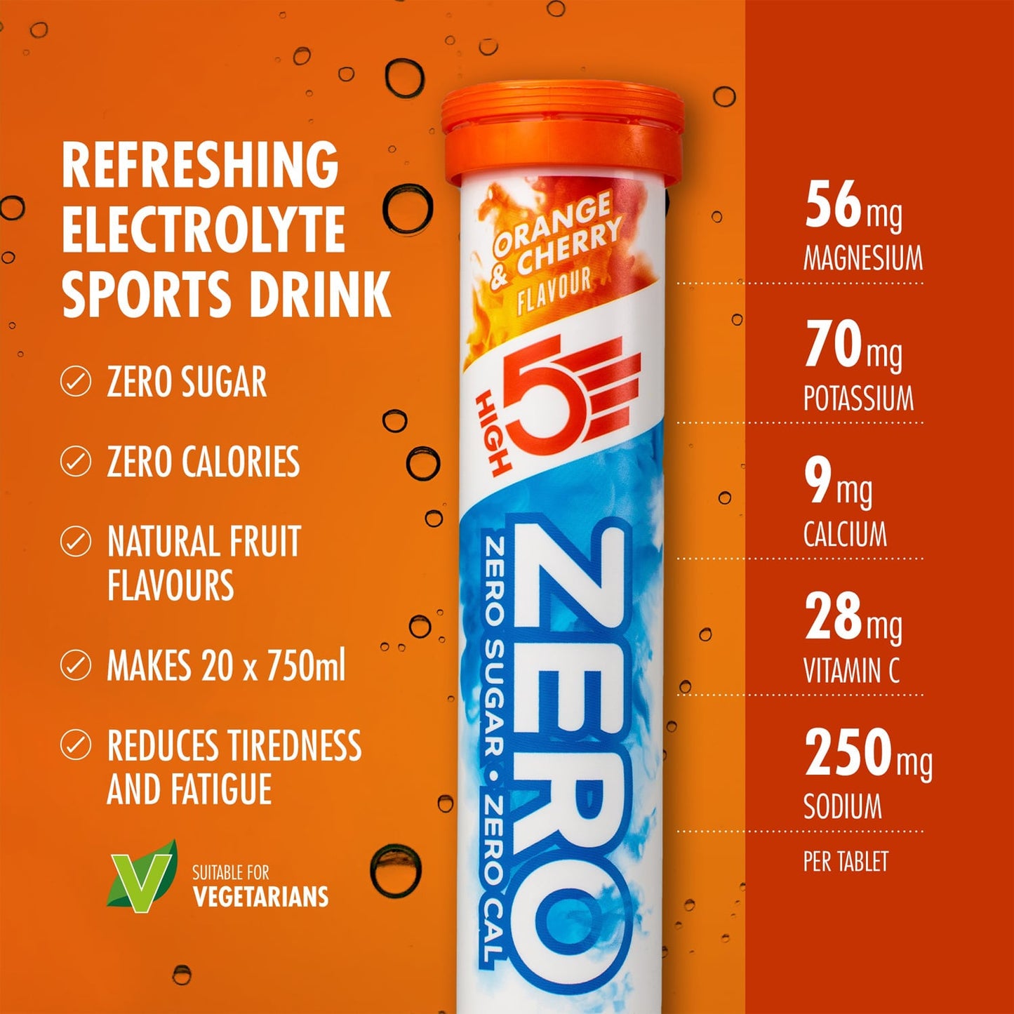 Pastilles d'Hydratation Electrolytes HIGH5 ZERO (x20) Orange et Cerise