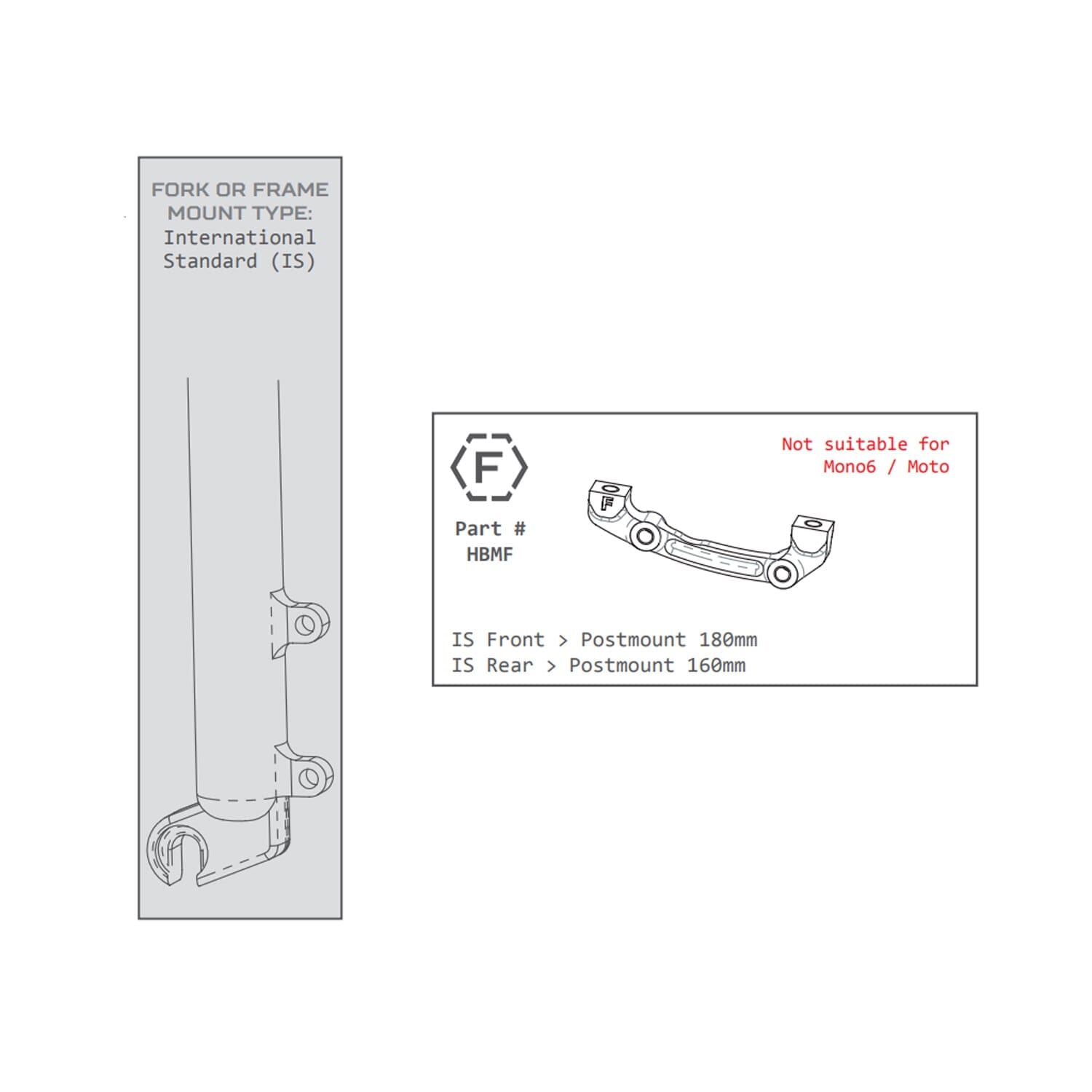 Adaptateur Étrier Avant / Arrière PM / IS HOPE (Avant 180mm / Arrière 160mm) #HBMF Noir