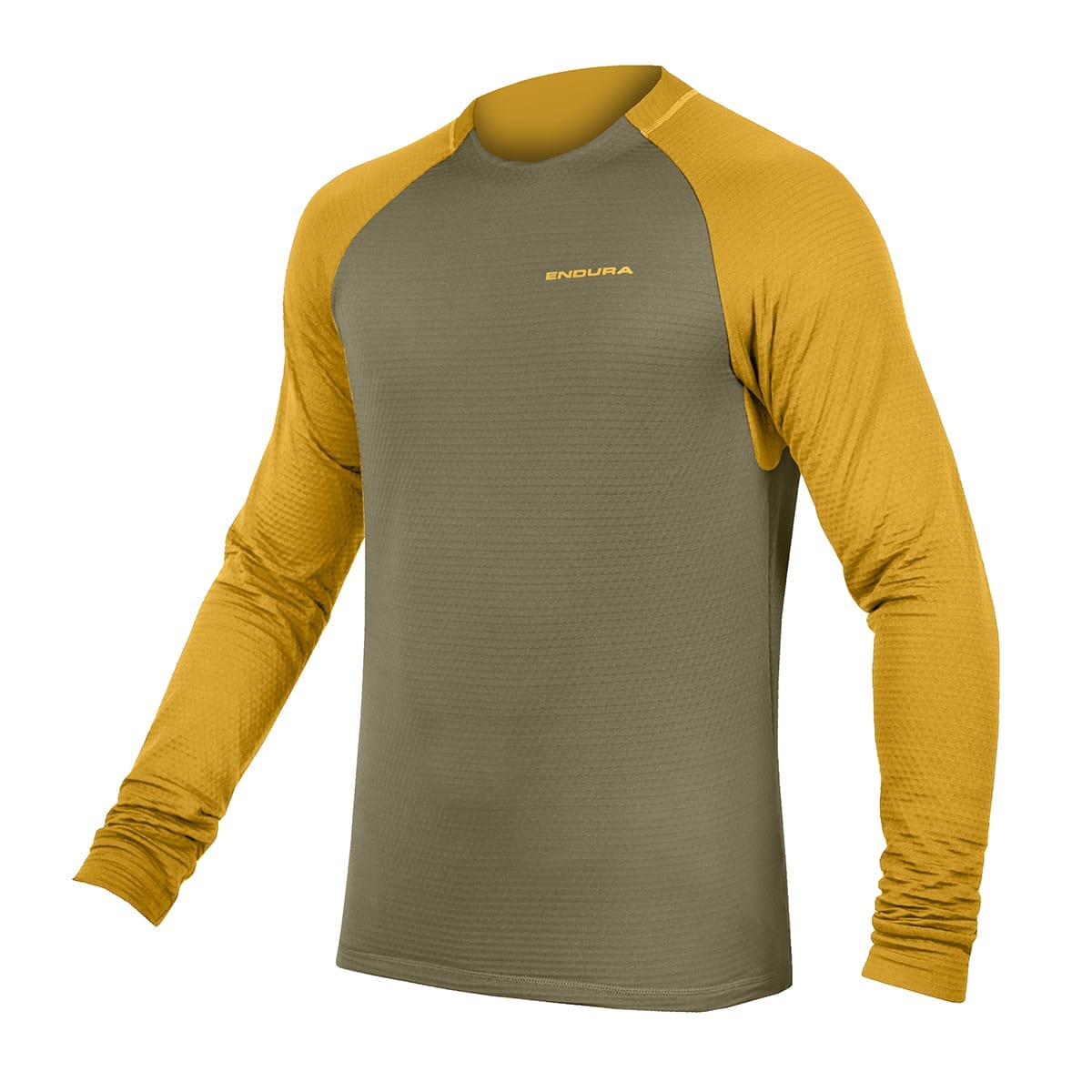 Trikot ENDURA SINGLETRACK FLEECE Lange Ärmel Khaki/Senf
