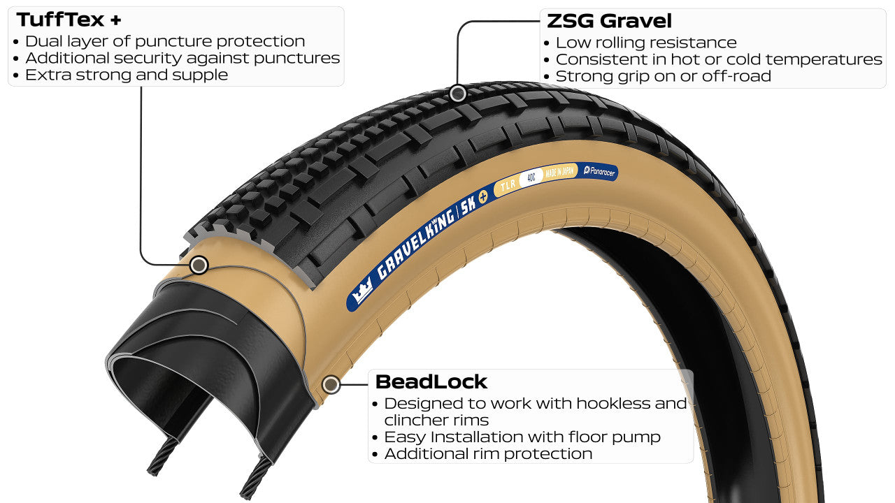 Pneu PANARACER GRAVELKING SK+ TLC Tubeless Ready Noir