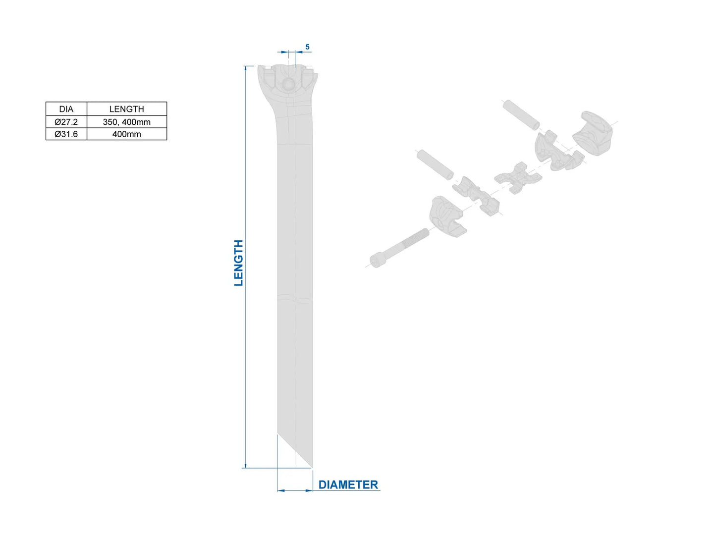 Sztyca RITCHEY SUPERLOGIC ONE-BOLT Cofnięcie 5mm