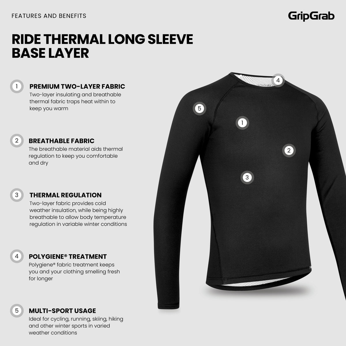 GRIPGRAB RIDE THERMAL must pikkade varrukatega alussärk