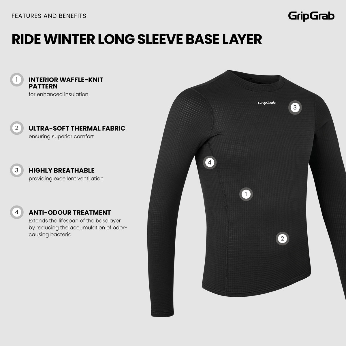 Pikkade varrukatega alussärk GRIPGRAB RIDE WINTER, must