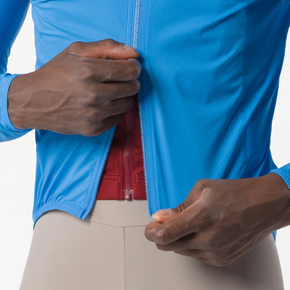 Blue CASTELLI Transition Air jacket – two-way zip detail
