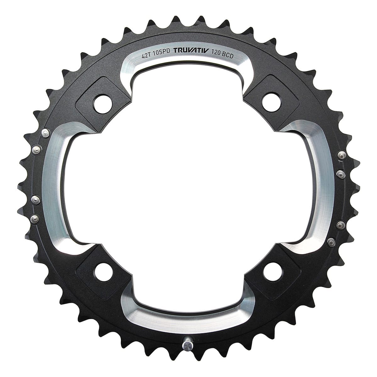 Piatto Esterno SRAM/TRUVATIV 2x10V 4 Fori 120mm 39 Denti Alluminio Nero/Argento