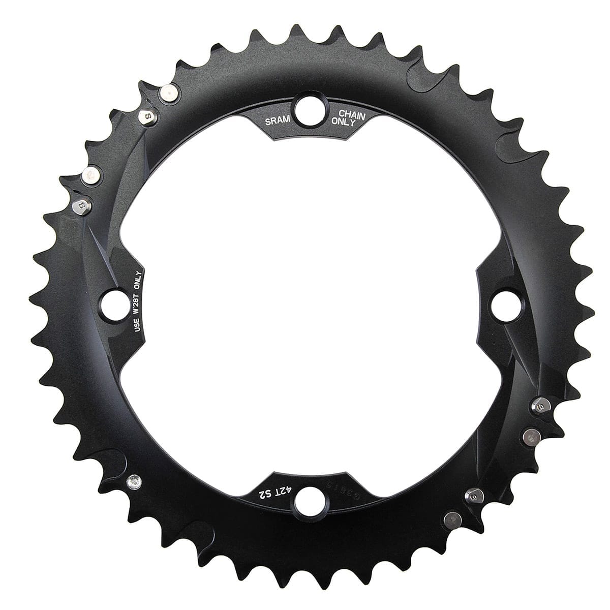 Piatto Esterno SRAM/TRUVATIV 2x10V 4 Fori 120mm 39 Denti Alluminio Nero/Argento