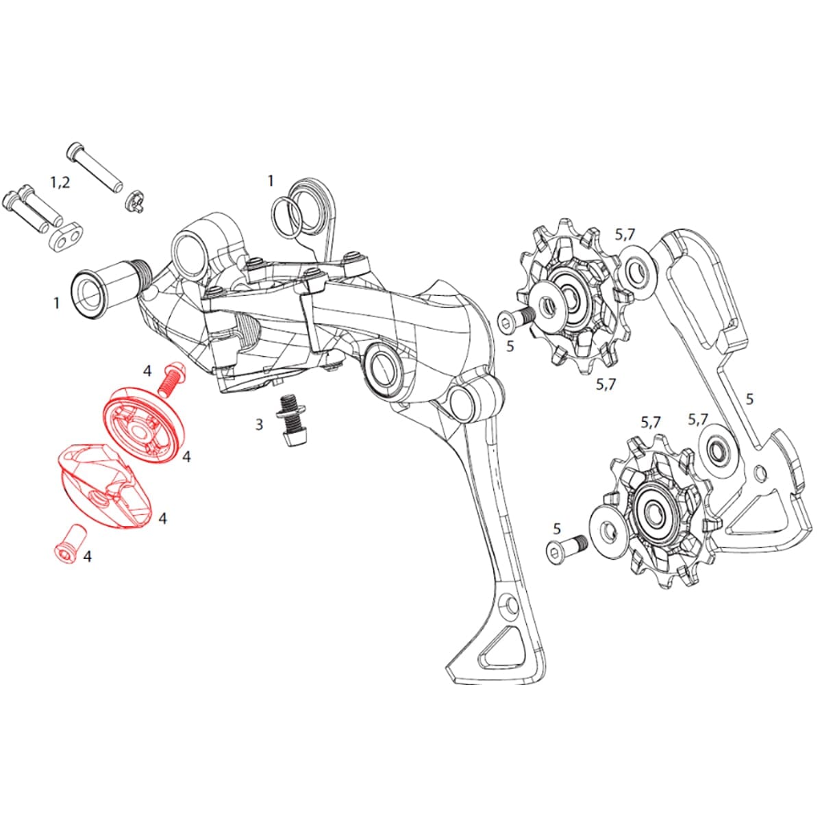 Rollensatz Schaltwerk-Kabelführung SRAM X01/DH/X1 1x11-fach #11.7518.029.000