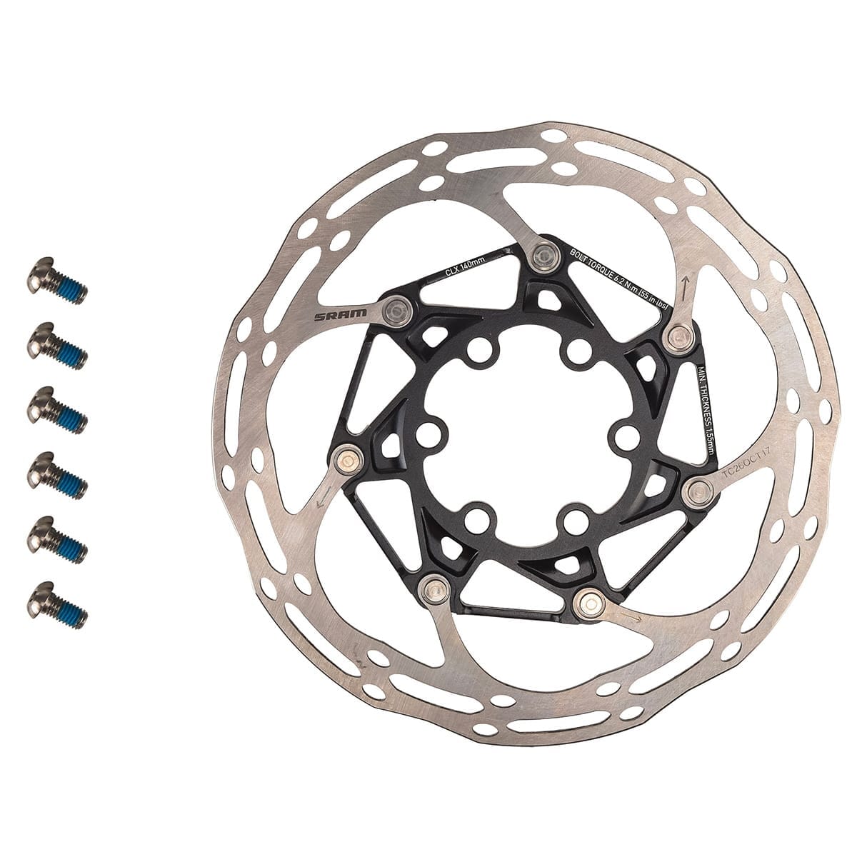 Tarcza SRAM CENTERLINE Zaokrąglona 6 Otworów + Śruby Tytanowe Czarna