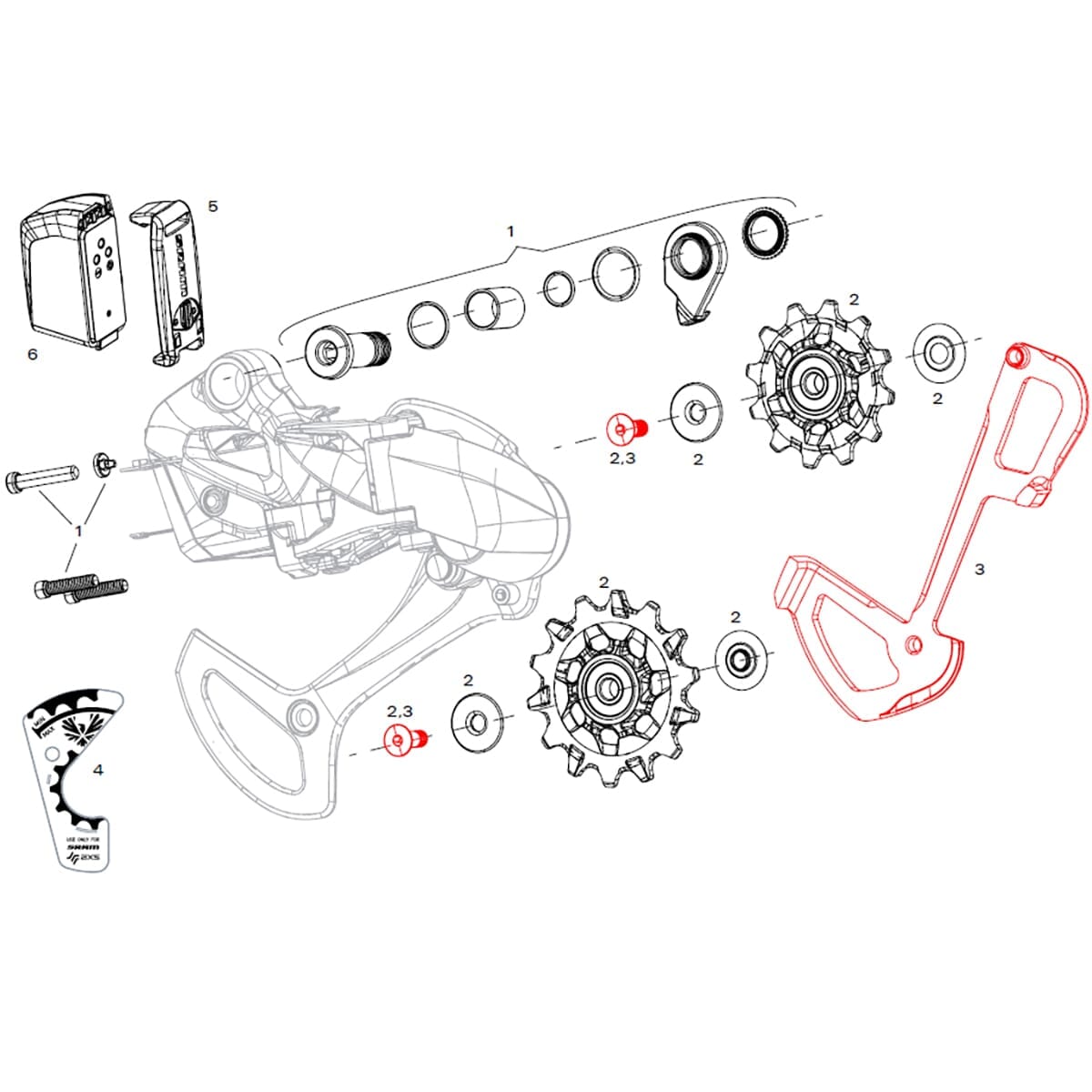 Interne Kooi van Achterderailleur 12V SRAM XX1 EAGLE AXS Lunar